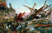 Juan Luna The Naval Battle of Lepanto of 1571 waged by Don John of Austria. Don Juan of Austria in battle, at the bow of the ship, oil painting artist
